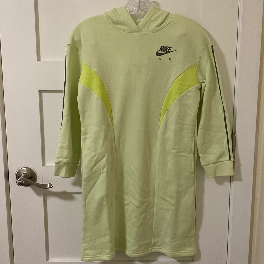 Nike Neon Green Girls Medium Hoodie Dress with Pockets NWT